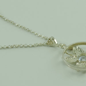 Vintage Damen 925er Silber Kette & 830er Silber Anhänger mit Zirkonia