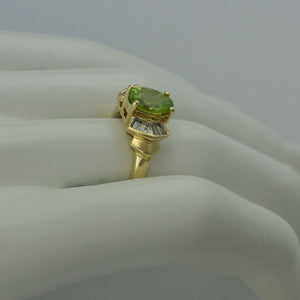 Vintage Damenring mit Peridot& Diamanten ca,1.0 ct /585er 14 Karat Gelbgold