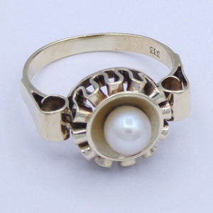 Vintage Damenring 333er 8 K Gold mit Perle - 50 15,9 mm Ø *