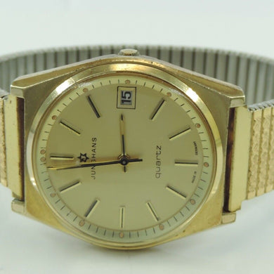 Junghaus Vintage Herrenuhr Quarz Made Germany vergoldet Ref:10/7911