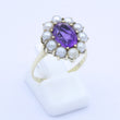 Laden Sie das Bild in den Galerie-Viewer, Vintage Damenring mit Perlen &amp; Amethyst / 585er Gold 14 Karat - 56 17,8 mm Ø
