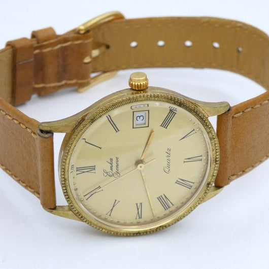 Vintage Emka Geneve Quartz Herrnuhr Vergoldet 089 16