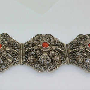 Vintage Armreif - mit „Koralle“ / 835 Silber