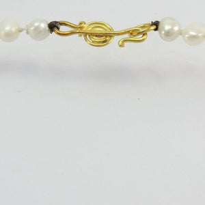 Vintage Perlen Halskette mit Turmalin 750er Gelbgold Verschluss 45cm
