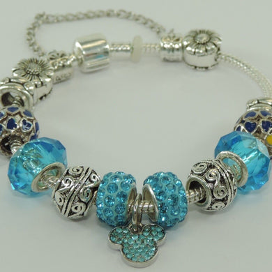 Damen 925er Silber Bettelarmband mit Farbsteinen 19 cm