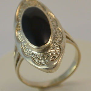 Vintage Damenring Onyx / 925 Silber 59 18,8 mm Ø