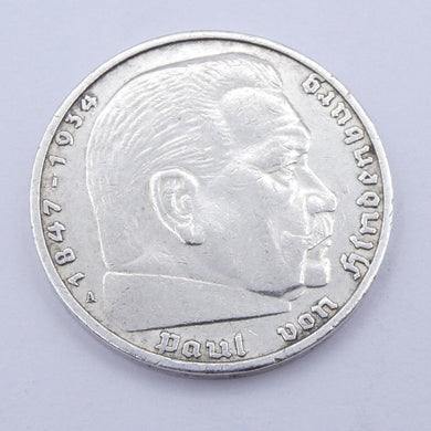 Drittes Reich 5 Reichsmark Silbermünze 1937 A - Hindenburg mit HK