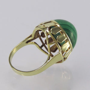 Vintage Damenring mit Malachit / 585er 14 Karat Gelbgold - 52 16,5 mm Ø *