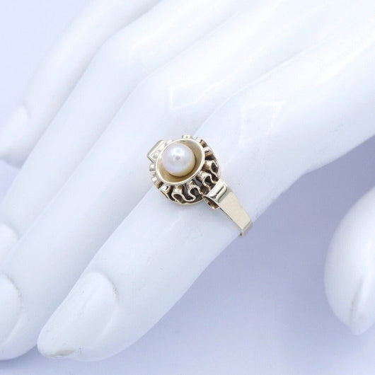 Vintage Damenring 333er 8 K Gold mit Perle - 50 15,9 mm Ø *