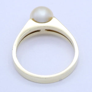 Vintage Damenring mit Perle / 585er - 14 Karat Gelbgold - 55 17,5 mm Ø