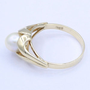 Vintage Damenring mit Perle / 585er - 14 Karat Gelbgold - 56 17,8 mm Ø