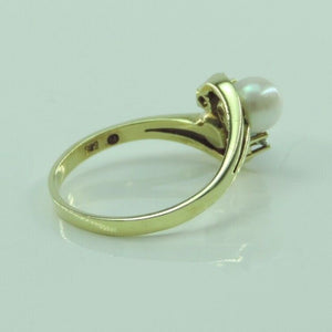 Damenring 585er 14 K Gold mit Perlen & Diamanten- 57 18,1 mm Ø *
