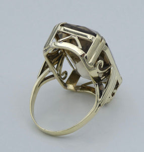 Vintage Damen Ring mit Rauchquarz 585er - 14 K Gold  Gr. 55 (17,5 mm Ø)