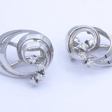 Ohrclips mit Diamanten / 750er 18 Karat Weißgold