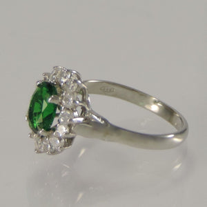 Damenring mit Zirkonia & Turmalin 925er Silber / Gr. 54