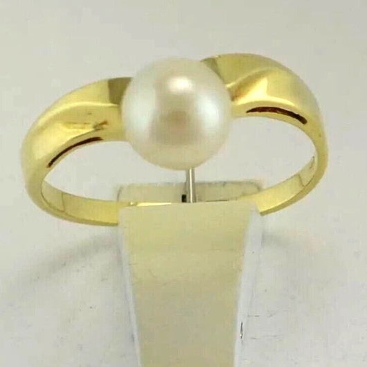 Vintage Ring mit Perle / 585er - 14 Karat Gelbgold 54 17,5 mm Ø *