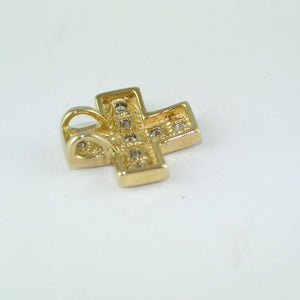 Vintage Kreuz - Anhänger mit Zirkonia / 333er - 8 Karat Gelbgold