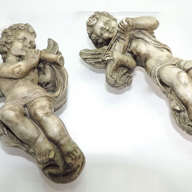 Vintage 2 Engel Kunst aus Gips