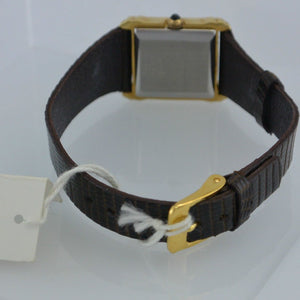 Zentra de Z / Damenuhr - vergoldet / Handaufzug / braunes Lederarmband