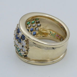 Damen Ring mit Multi-Edelsteinen &Zirkonia 333er Gold 8 Karat / 53 16,8 mm Ø