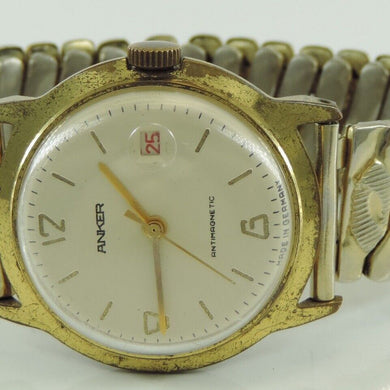 Vintage Anker Handaufzug Antimagnetic Herren Armbanduhr - vergoldet