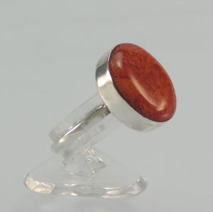 Ring mit Koralle, 925er Silber - Grösse 57 18,1 mm Ø