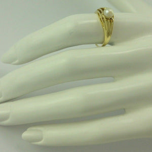 Vintage Damenring mit Perle / 585er 14 Karat Gold 56 17,8 mm Ø *