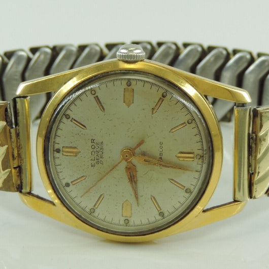 Vintage Eldor Geneve - 17 Rubis Handaufzug Herren Armbanduhr - vergoldet