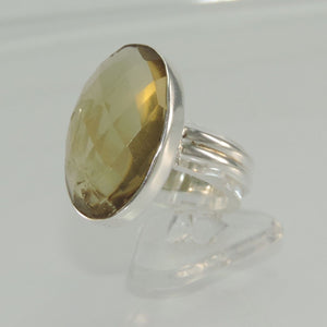 Solitär-Ring - mit großem Rauchquarz/ 925er Silber Ringgröße 61 19,4 mm Ø