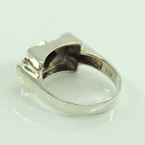 Vintage Damenring mit Turmalin Stein und Makasiten / 925er Silber 53 16,8 mm Ø