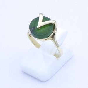 Vintage Damenring mit Jade / 333er - 8 Karat Gelbgold - 52 16,5 mm Ø