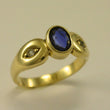 Laden Sie das Bild in den Galerie-Viewer, Vintage Damenring mit Diamant &amp; Saphir / 585er 14 K Gold 54 17,2 mm Ø *
