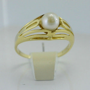 Vintage Damenring mit Perle / 585er 14 Karat Gold 56 17,8 mm Ø *