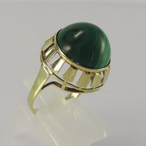 Vintage Damenring mit Malachit / 585er 14 Karat Gelbgold - 52 16,5 mm Ø *