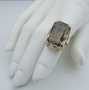 Vintage Damen Ring mit Rauchquarz 585er - 14 K Gold  Gr. 55 (17,5 mm Ø)