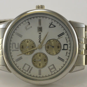 POOLS Uhr, 3136 Herrenarmbanduhr Chrono Look, Zifferblatt weiß