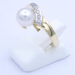 Laden Sie das Bild in den Galerie-Viewer, Damenring 585er 14 K Gold mit Perle &amp; Diamanten - 56 17,8 mm Ø *
