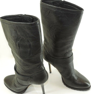 Jimmy Choo London Stiefel Gr. 39 Schwarz Leder Damen Schuhe Boots