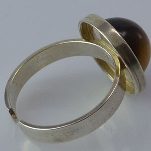 Vintage Damenring Tigerauge / 835 Silber 56 17,8 mm Ø