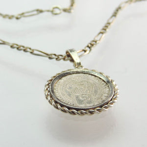 Vintage Kette mit Münzanhänger Sanctus Willibaldus 1979 Silber
