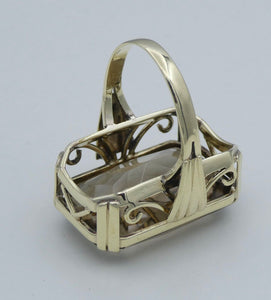 Vintage Damen Ring mit Rauchquarz 585er - 14 K Gold  Gr. 55 (17,5 mm Ø)