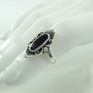 Vintage Damenring Silber 925er mit Onyx 50 15,9 mm Ø