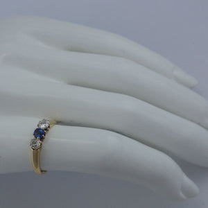 Vintage Damenring mit Saphir & Brillanten / 585er 14 Karat Gold 57 18,1 mm *