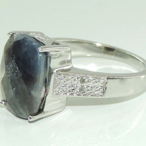 Vintage Damen Ring mit Zirkonia & Quarzstein / 925er Silber - 57 18,1 mm Ø