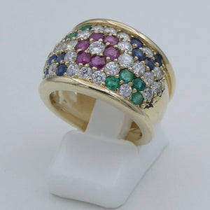 Damen Ring mit Multi-Edelsteinen &Zirkonia 333er Gold 8 Karat / 53 16,8 mm Ø