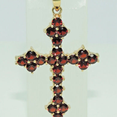 Vintage Kreuz Anhänger mit Böhmischem Granat / 333er 8 Karat Gold