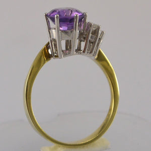 Vintage Damenring mit Amethyst & Brillanten / 585er 14 Karat Gold-52 16,5 mm Ø *
