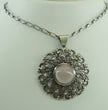 Laden Sie das Bild in den Galerie-Viewer, Damen 835er Silber Kette &amp; 925er Silber Anhänger mit Rosenquarz Vintage
