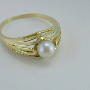 Vintage Damenring mit Perle / 585er 14 Karat Gold 56 17,8 mm Ø *