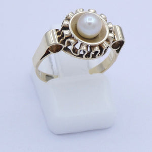 Vintage Damenring 333er 8 K Gold mit Perle - 50 15,9 mm Ø *